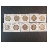 (10) FRANKLIN HALF DOLLARS