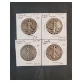 (4) WALKING LIBETY HALF DOLLARS
