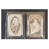 (2)  1 OZ SILVER BARS