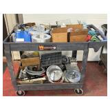 2 TIER POLY ROLLING SHOP CART WITH TOOLING & SCRAP