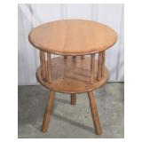 2 TIERED ROUND MAPLE SIDE TABLE