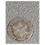 1852 SILVER 3 CENT PIECE