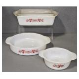 (3) FIRE KING PRIMROSE CASSEROLE DISHES