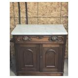 VICTORIAN WALNUT WASHSTAND WITH MARBLE TOP