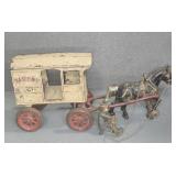 CAST IRON HORSE AND BAKERY WAGON