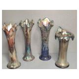 CARNIVAL GLASS VASES (4)