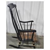 BLACK ROCKING CHAIR W/HAND PAINTED STENCIL
