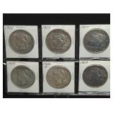 (6) PEACE SILVER DOLLARS