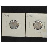 (2) SEATED LIBERTY DIMES