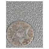 1857 SILVER 3 CENT PIECE