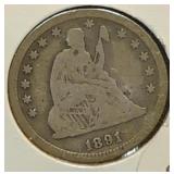 1891 SEATED LIBERTY QUARTER