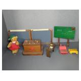 HERMANN TEDDY MOHAIR BEAR W/ SCHOOL PLAYSET