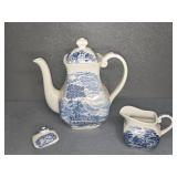 BLUE & WHITE TRANSFER PITCHER & CREAMER