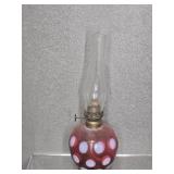 FENTON CRANBERRY COIN DOT OIL LAMP