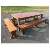 FARMHOUSE STYLE TABLE WITH 4 BENCHES