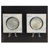 (2) 1922 PEACE SILVER DOLLARS