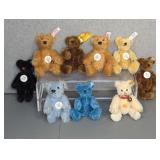 (9) MINIATURE STEIFF MOHAIR JOINTED TEDDY BEARS