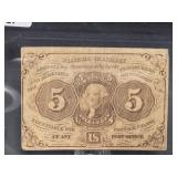 1862 5 CENT FRACTIONAL CURRENCY PIECE