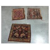 (3) ANTIQUE HAD WOVEN RUG SQUARES