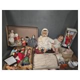 PORCELAIN,BISQUE, PLASTIC DOLLS, CLOTHES