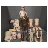 ASSORTED DOLLS, PARTS, WIGS