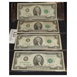 (4) 1976 & 1995 SERIES UNCIRCULATED $2 NOTES