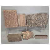 HAND CARVED WOOD PRINTING BLOCKS (6)