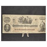 1862 $100 CONFEDERATE STATES OF AMERICA NOTE