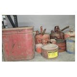 METAL GAS CANS & OILY RAG CAN