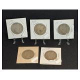 (5) BARBER HALF DOLLARS