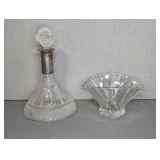MIKASA FLAIR CRYSTAL BOWL, GLASS DECANTER