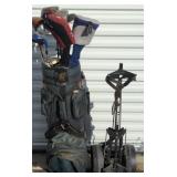GOLF CLUB ASSORTMENT W/BAG AND WHEELED CART
