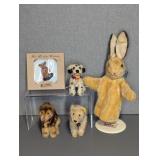 STEIFF ANIMALS, PUPPET AND PLATE