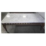 WHITE MARBLE TOP LOUIS XVI-STYLE COFFEE TABLE