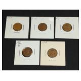 (5) LINCOLN WHEAT CENTS