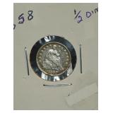 1858 SEATED LIBERTY HALF DIME