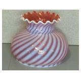 FENTON CRANBERRY OPALESCENT SWIRL GLASS LAMP SHADE