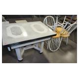 ENAMEL TOP TABLE W/ (4) WOOD CHAIRS