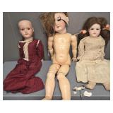 ANTIQUE BISQUE DOLLS (3) AS IS