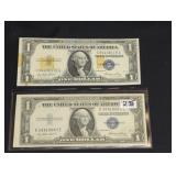 (2) SERIES 1935 E US $1 SILVER CERTIFICATES