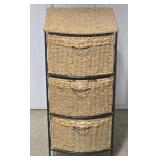 3 DRAWER WICKER AND METAL CABINET