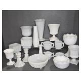 MILK GLASS PLANTERS AND VASES