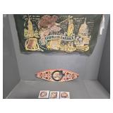 ANTIQUE  PRESIDENTIAL PAPER BALOON & FELT BANNER