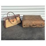 WICKER SUIT CASE /PICNIC BASKET AND WICKER PURSE