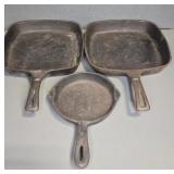 CAST IRON SKILLETS (3)