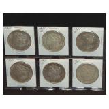 (6) SILVER DOLLARS: 2 EA. 1921 P, D, S MORGANS