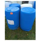 (4) 55 GAL PLASTIC FOOD GRADE BARRELS W/ NO LIDS