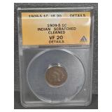 1909-S INDIAN PENNY ANACS VF 20
