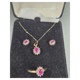 MATCHING LADIES RING, NECKLACE, EARRING SET