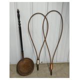 (2) SHAKER RUG BEATERS, COPPER BED WARMING PAN